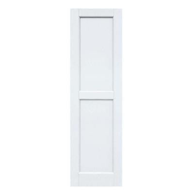 Wood Composite 15 in. x 52 in. Contemporary Flat Panel Shutters Pair #631 White