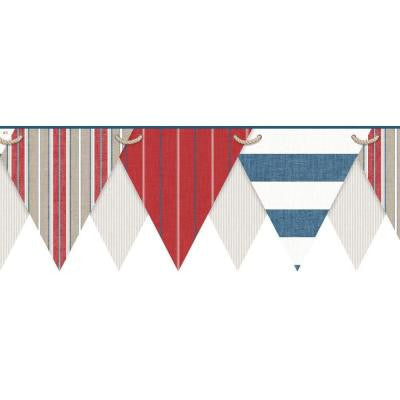 8.5 in. Nautical Living Striped Pennant Border