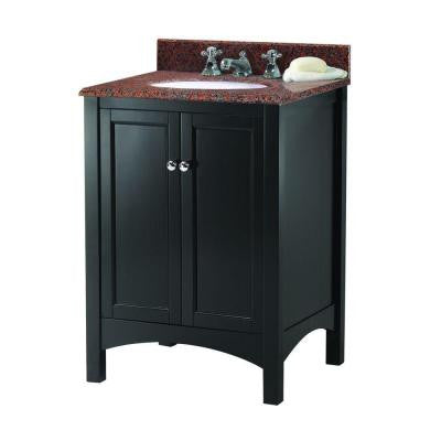 Haven 25 in. W x 22 in. D Vanity in Espresso with Granite Vanity Top in Terra Cotta with White Basin