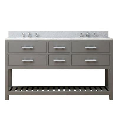 60 in. W x 21.5 in. D x 34 in. H Vanity in Cashmere Grey with Marble Vanity Top in Carrara White