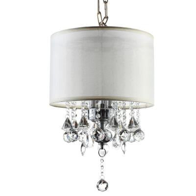 3-Light Silver Drop Assorted Crystal Chandelier