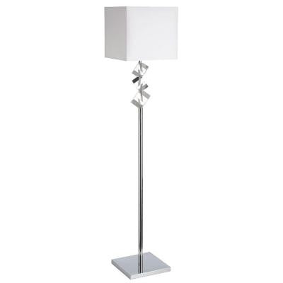 Catherine 60 in. Incandescent Polished Chrome Floor Lamp with White Shades