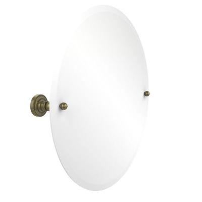 Dottingham Collection 22 in. L x 22 in. W Frameless Round Tilt Mirror with Beveled Edge in Antique Brass