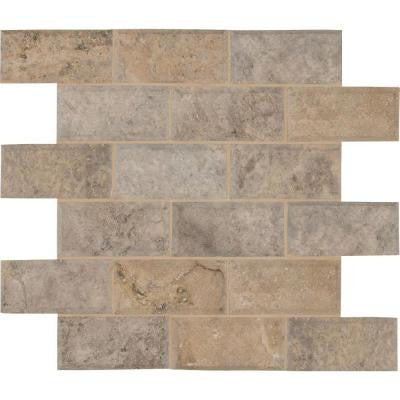 Silver 12 in. x 12 in. x 10 mm Honed Travertine Mesh-Mounted Mosaic Wall Tile