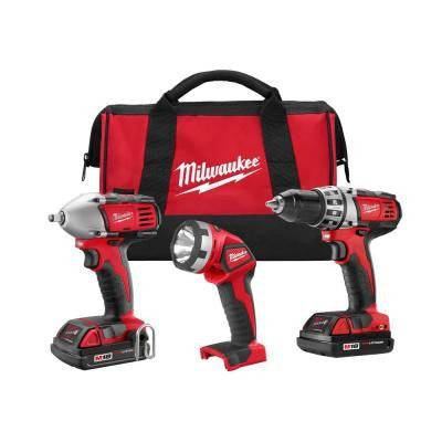 M18 18-Volt Lithium-Ion Cordless Compact Drill/Impact Wrench/Light Combo Kit (3-Tool)