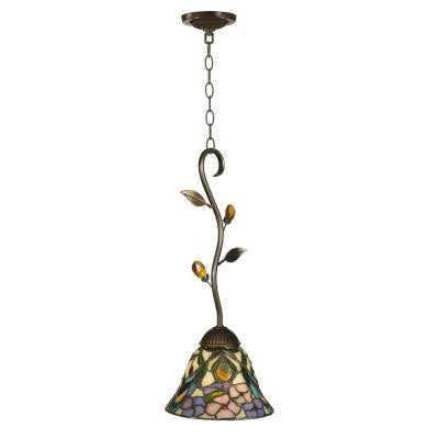 Tiffany Peony 1-Light Antique Golden Sand LED Mini Pendant
