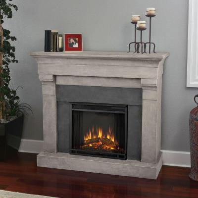Torrence 51 in. Cast Indoor Electric Fireplace in Cinder Stone
