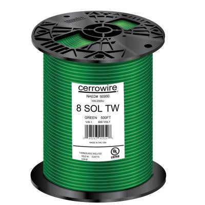 500 ft. 8/1 Solid TW Wire - Green