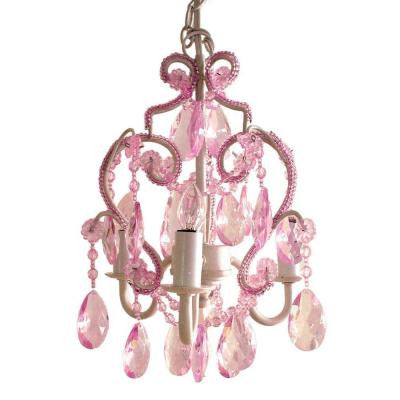 3-Light Pink Sapphire Mini Chandelier