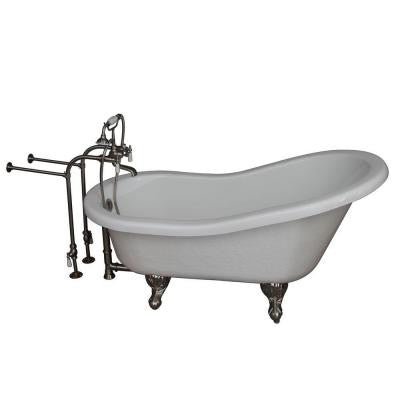 5.6 ft. Acrylic Ball and Claw Feet Slipper Tub in White with Brushed Nickel