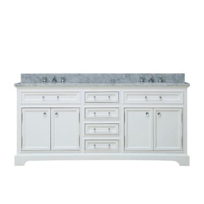 60 in. W x 21.5 in. D Vanity in White with Marble Vanity Top in Carrara White and Chrome Faucet