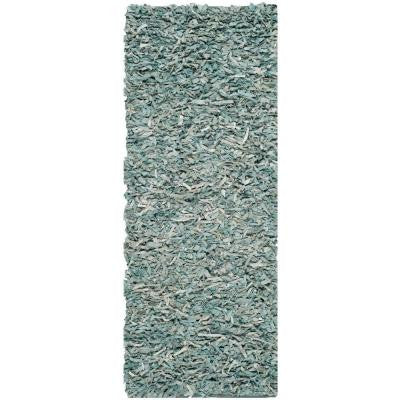 Leather Shag Light Blue 2 ft. 3 in. x 6 ft. Rug Runner