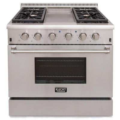 Pro-Style 36 in. 5.2 cu. ft. Propane Gas Range with Sealed Burners, Griddle and Convection Oven in Stainless Steel