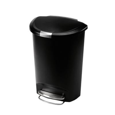 50 l Semi-Round Black Plastic Step Trash Can