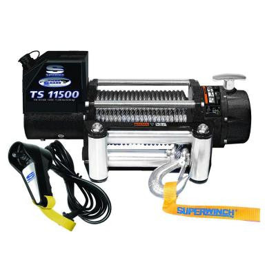 Tiger Shark 11500 12-Volt DC Off-Road Winch with 4-Way Roller Fairlead and 12 ft. Remote