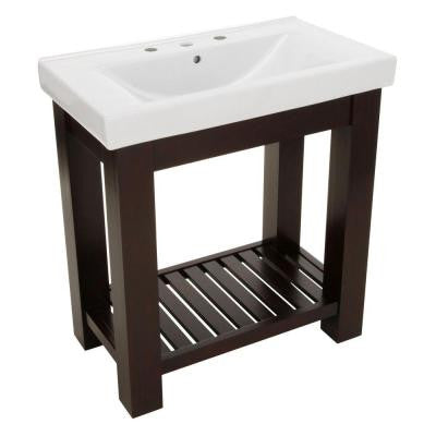 Lexi 31.5 in. W x 18 in. D Vanity in Dark Oak with Vitreous China Vanity Top in White