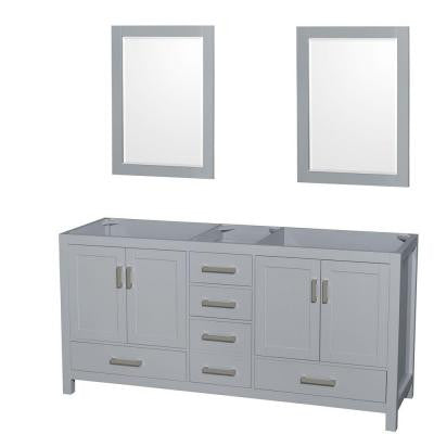 Sheffield 72 in. W x 22 in. D Vanity Cabinet with Mirrors in Gray