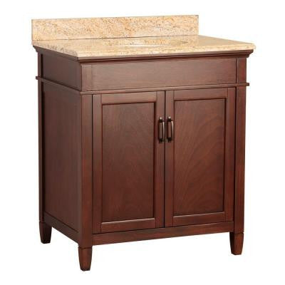 Ashburn 31 in. W x 22 in. D Vanity in Mahogany with Vanity Top and Stone Effects in Tuscan Sun