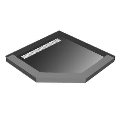 44 in. x 44 in. Neo-Angle Shower Base with Left Drain and Tileable Trench Grate