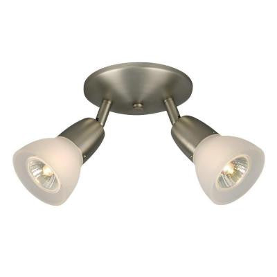 Negron 2-Light Brushed Nickel Track Head Spotlight with Directional Heads