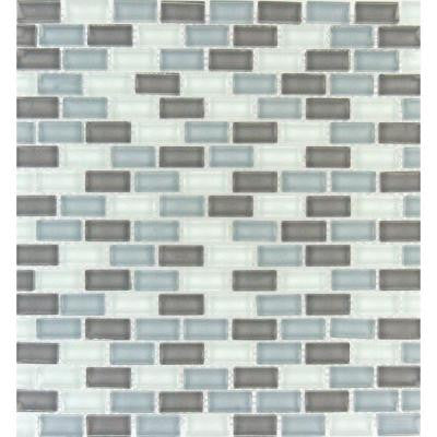 Majestic Ocean Mini Brick 12 in. x 12 in. x 8 mm Glass Mesh-Mounted Mosaic Tile