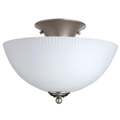 13 in. Brushed Nickel Fluorescent Elliptis Semi-Flush Mount Light