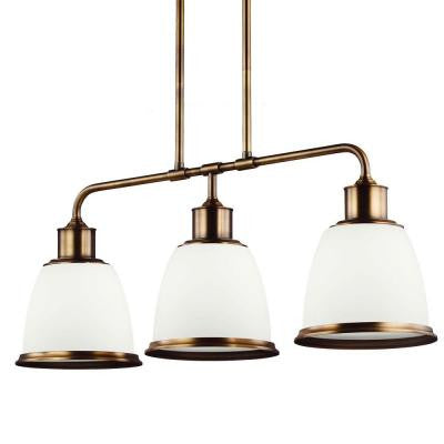 Hobson 3-Light Aged Brass Billiard Island Chandelier