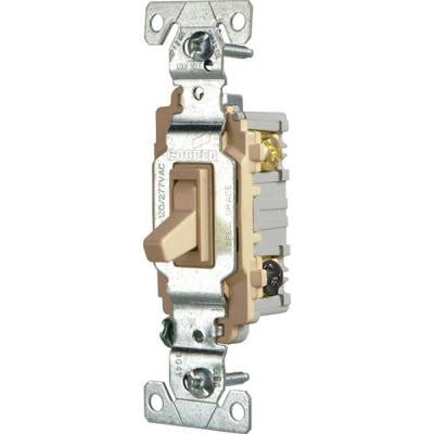 Commercial Grade 15 Amp 3-Way Toggle Switch with Back and Side Wiring - Ivory