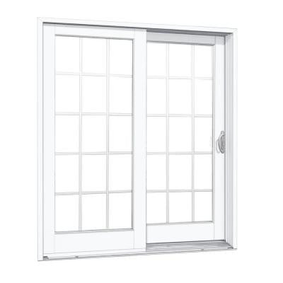 59-1/4 in. x 79 1/2 in. Composite Woodgrain Interior Right-Hand DP50 with 15 Lite External Grilles Sliding Patio Door