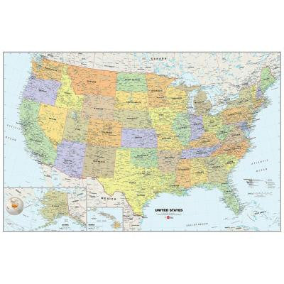 24 in. x 36 in. Dry Erase USA Map Wall Decal