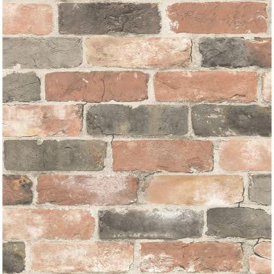 8 in. W x 10 in. H Dusty Red Reclaimed Bricks Rustic Wallpaper Sample