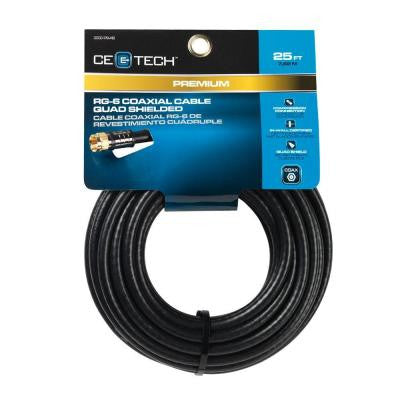 25 ft. 18-Gauge RG-6 Quad Shielded Coaxial Cable