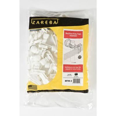 White Polytape Round Post Insulator (25-per Bag)