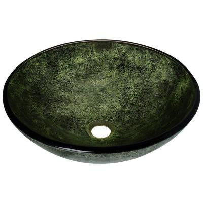 Glass Vessel Sink in Forest Green