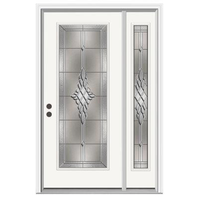 36 in. x 80 in. Hadley Full Lite Primed Premium Steel Prehung Front Door with Right Hand Sidelite