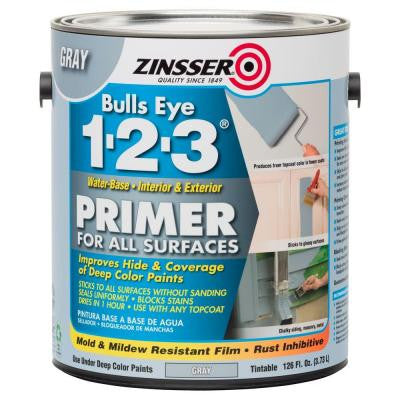 126 oz. Bulls Eye 1-2-3 Water-Based Interior/Exterior Gray Primer and Sealer (Case of 2)