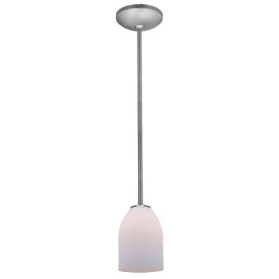 Bordeaux 1-Light Brushed Steel Metal Pendant with Opal Glass Shade