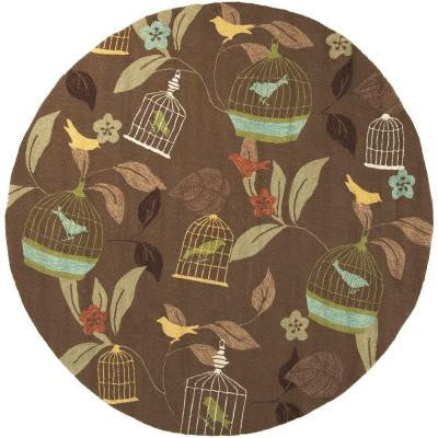 Anamudi Taupe 8 ft. x 8 ft. Round Indoor/Outdoor Area Rug
