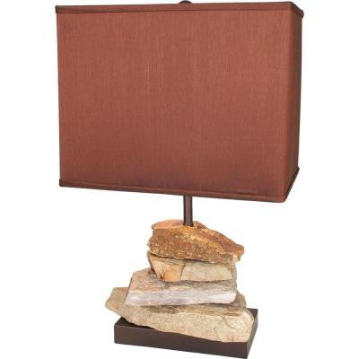 Century 20 in. Copper and Stone Table Lamp
