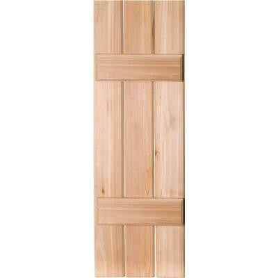 12 in. x 72 in. Exterior Real Wood Western Red Cedar Board & Batten Shutters Pair Unfinished