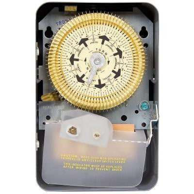 T2000 Series 20-Amp 7-Day Compact Mechanical Time Switch with Indoor Enclosure - Gray