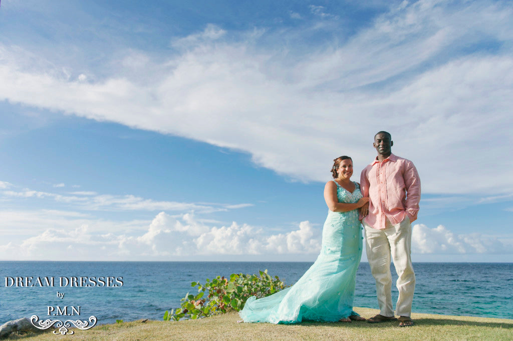 Couture Custom wedding dress-Judy's wedding in Hawaii