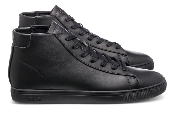 clae bradley mid black waxed suede