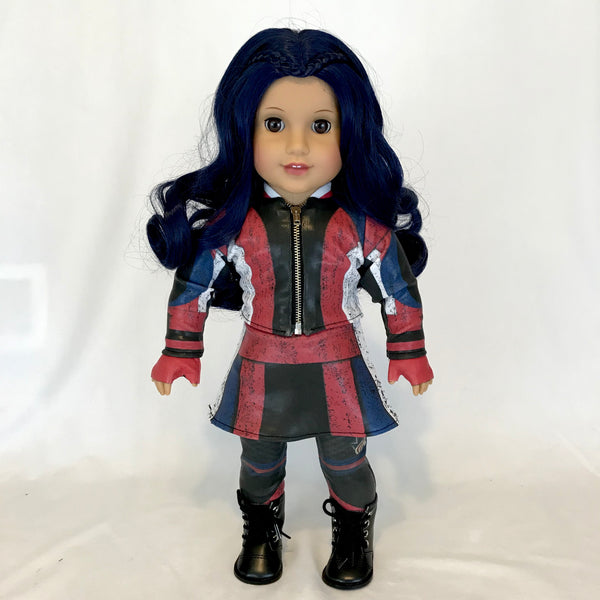 Descendants Uma custom american girl doll blue hair and brown eyes