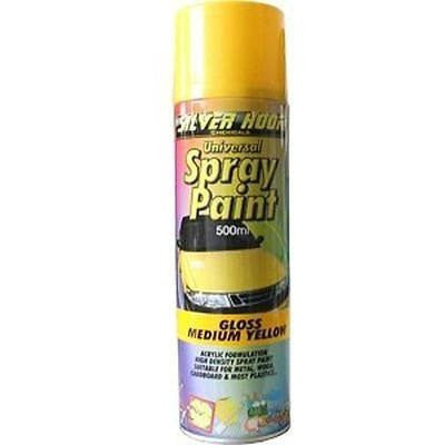 2 x Silverhook GLOSS MEDIUM YELLOW Universal Spray Paint 500ml - Taxi-Mart Shop