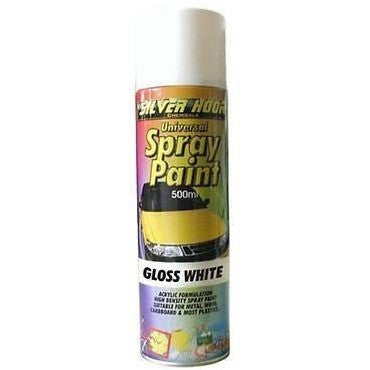 12 x Silverhook WHITE GLOSS - Universal Spray Paint 500ml - Taxi-Mart Shop