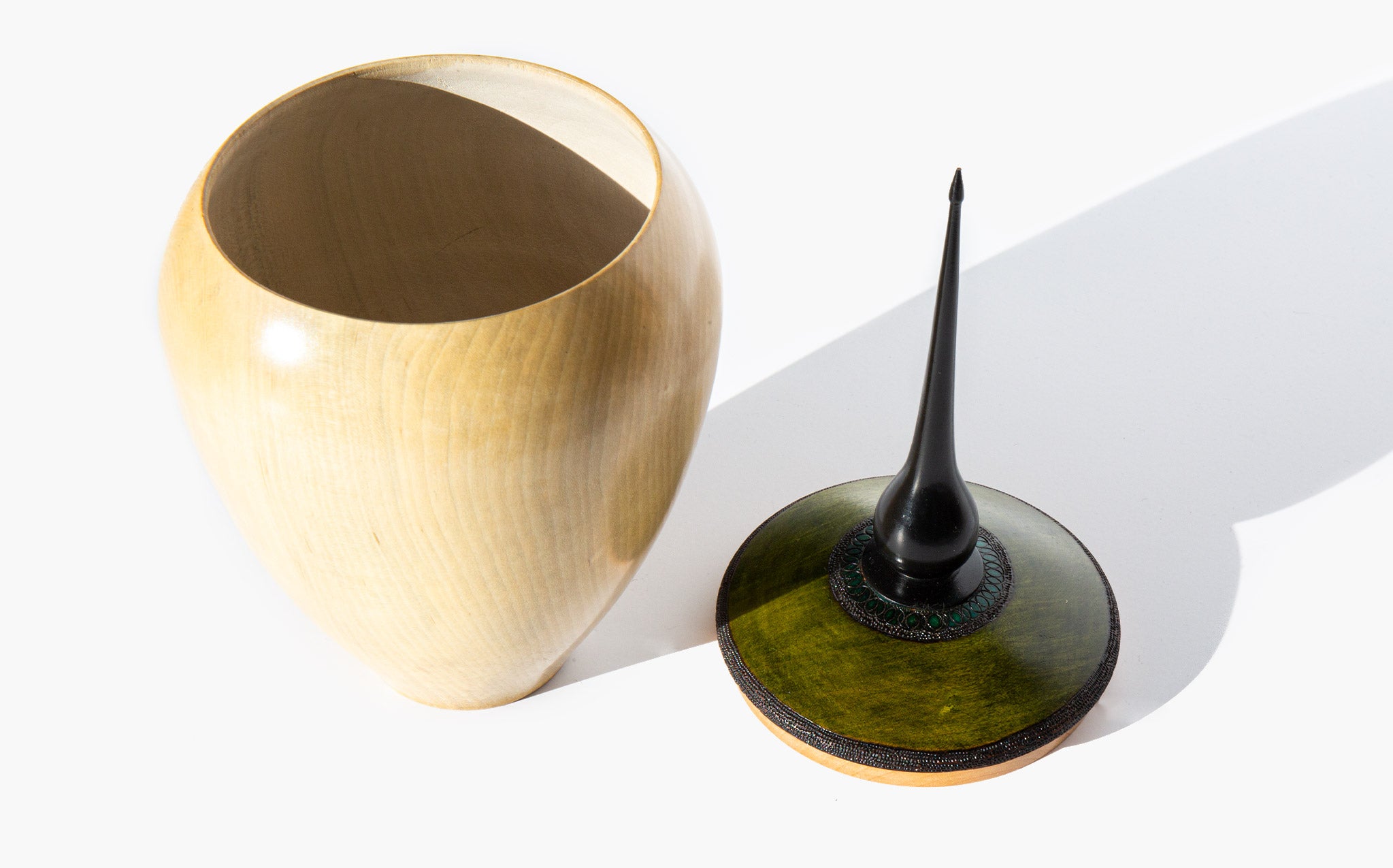Bruce Perlmutter Hand Lathed Holly Vessel With Pyrography
