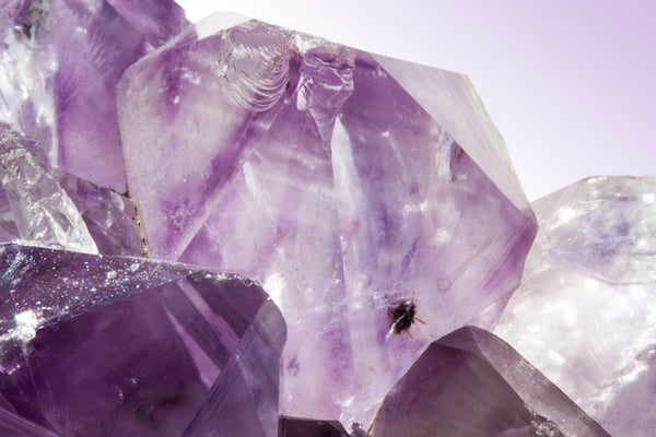 Purple crystal amethyst closeup