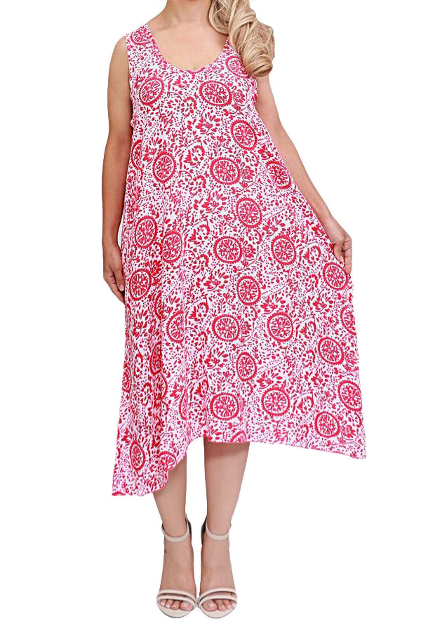 Red Sleeveless Resort Dress - ESMERALDA THOMSON Beach and Resort Wear