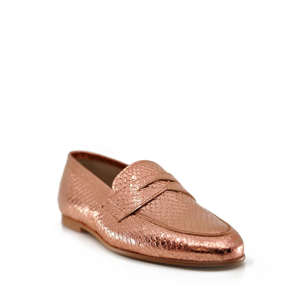 rose gold penny loafers